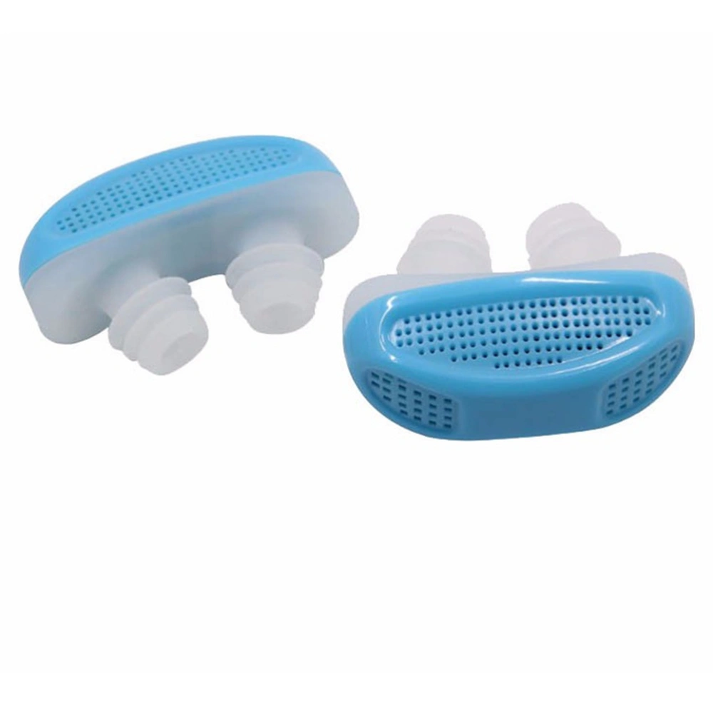 2PCS Anti Snoring Nose Buds Rhinobyon Breathing Apparatus Anti-Snoring Clips Sleep Stopper Ventilation Nose Purifier Blue