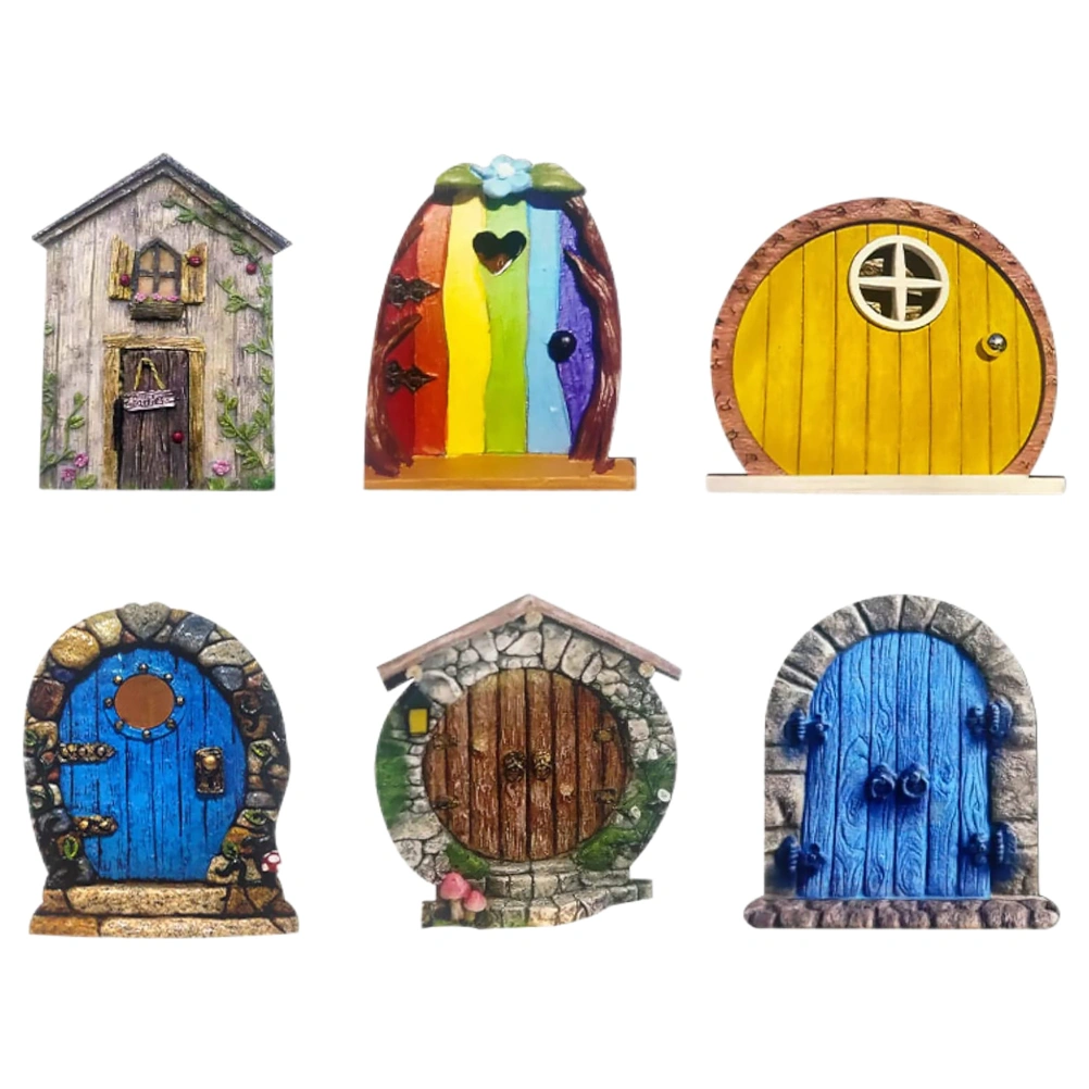 6Pcs  Fairy Doors Wooden Fairy Doors Outdoor Yard Decors Miniature Crafts Decors