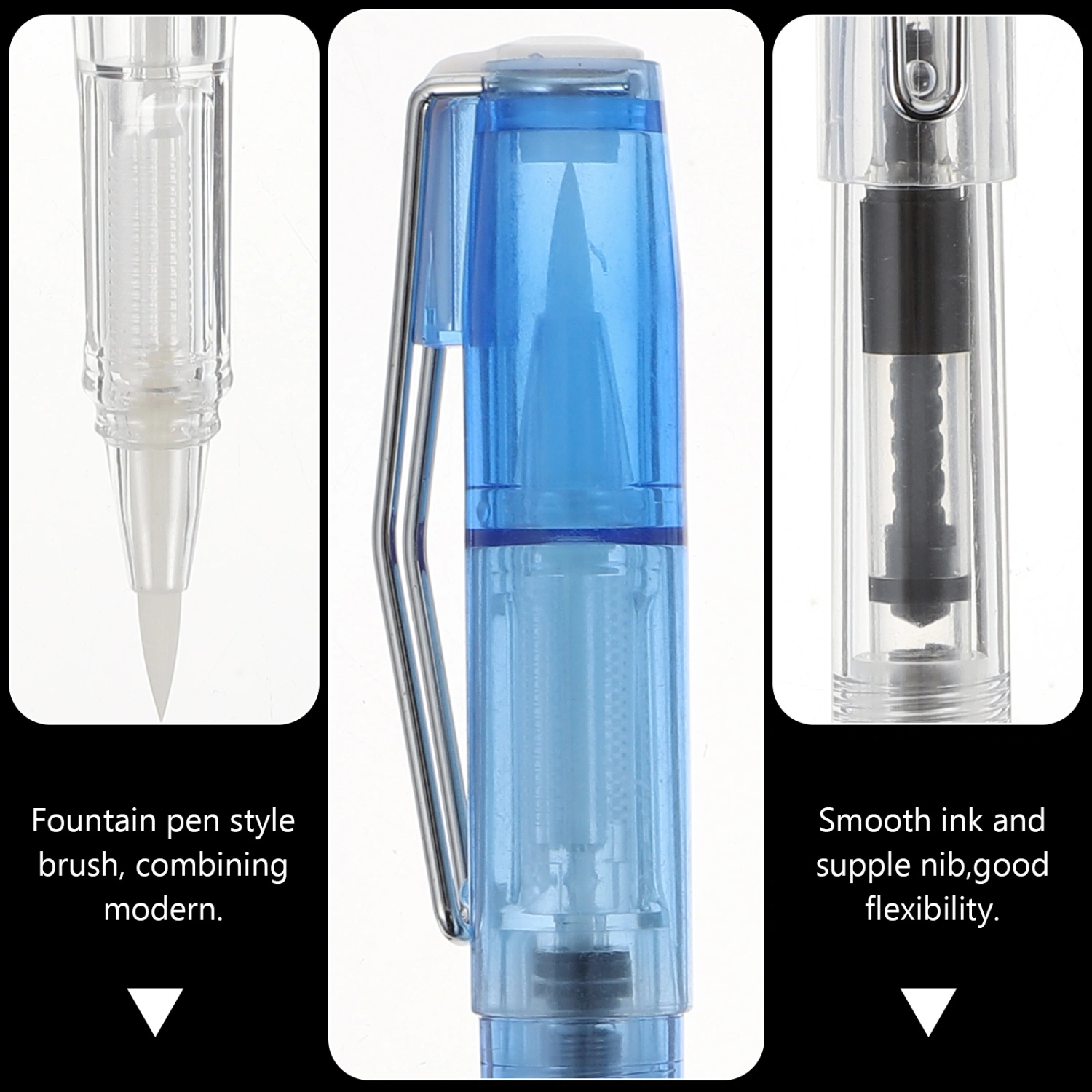 2pcs Portable Watercolor Brush Pens Fountain Pens Office School Supplies