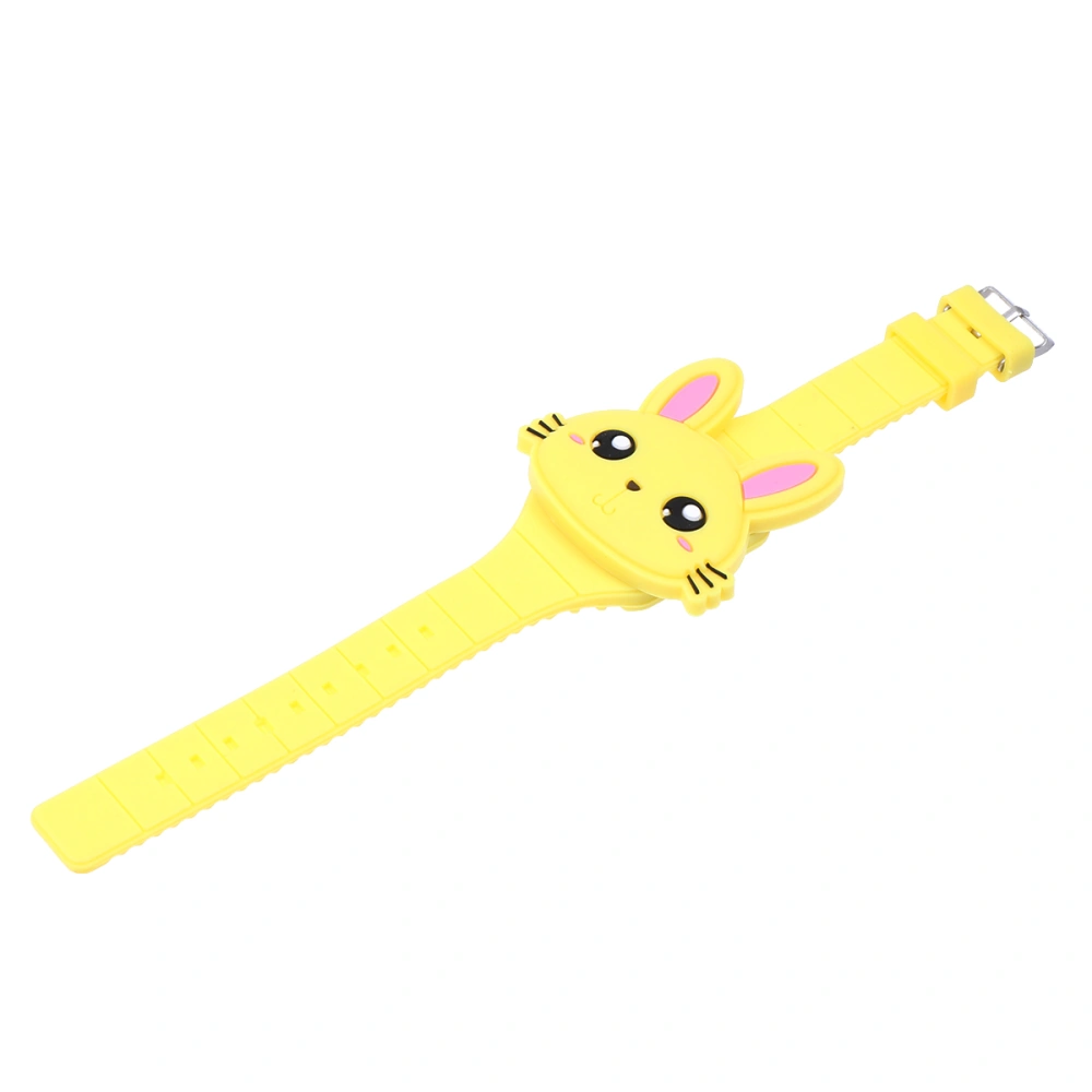 Silicone LED Cartoon Watch Rabbit Shape Wristwatch Clamshell Electronic Watch Birthday Gift Party Favor for Kid Child Children Toddlers Yellow