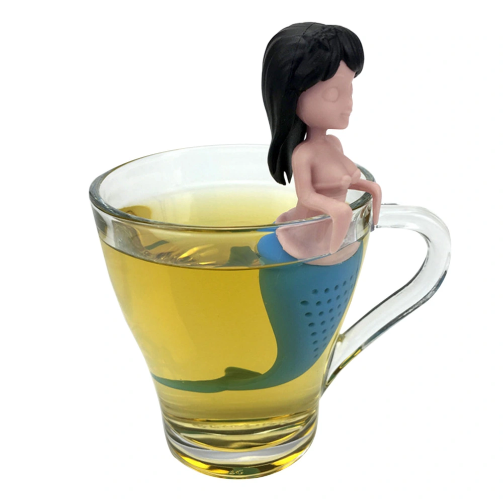 Mermaid Silicone Tea Infuser Tea Loose Leaf Tea Strainer Filter Diffuser Kitchen Tools Gadgets (Black)