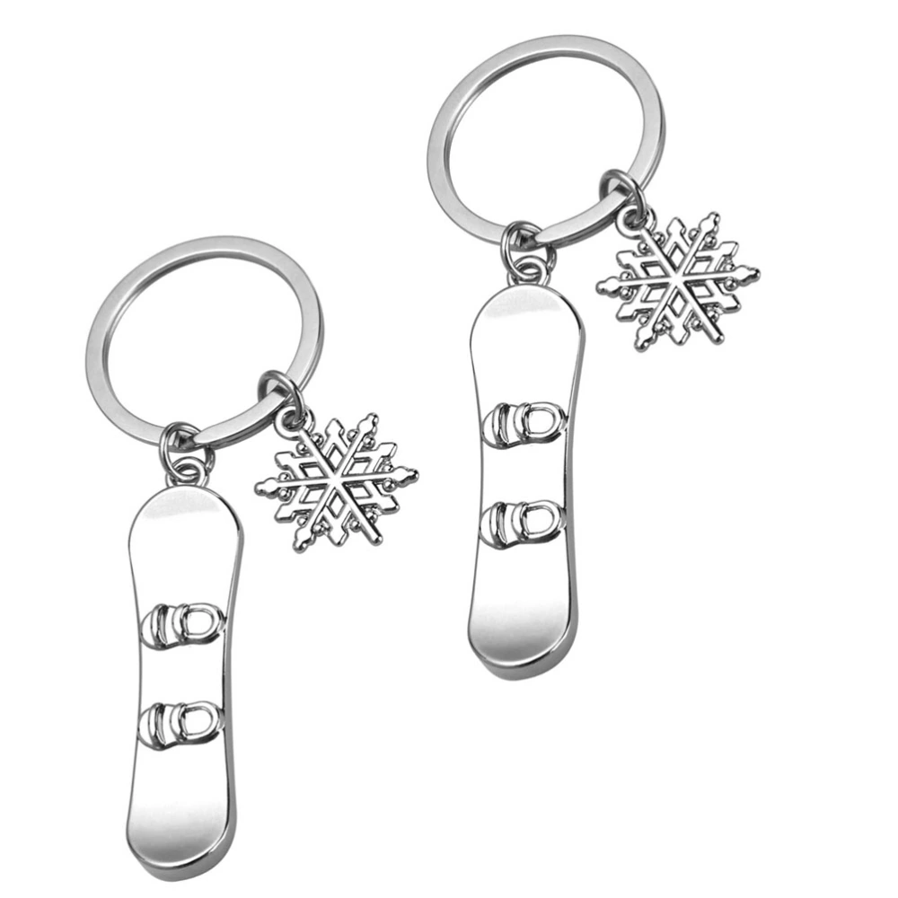 2Pcs Adorable Winter Sports Meet Skiing Board Shaped Design Key Chains