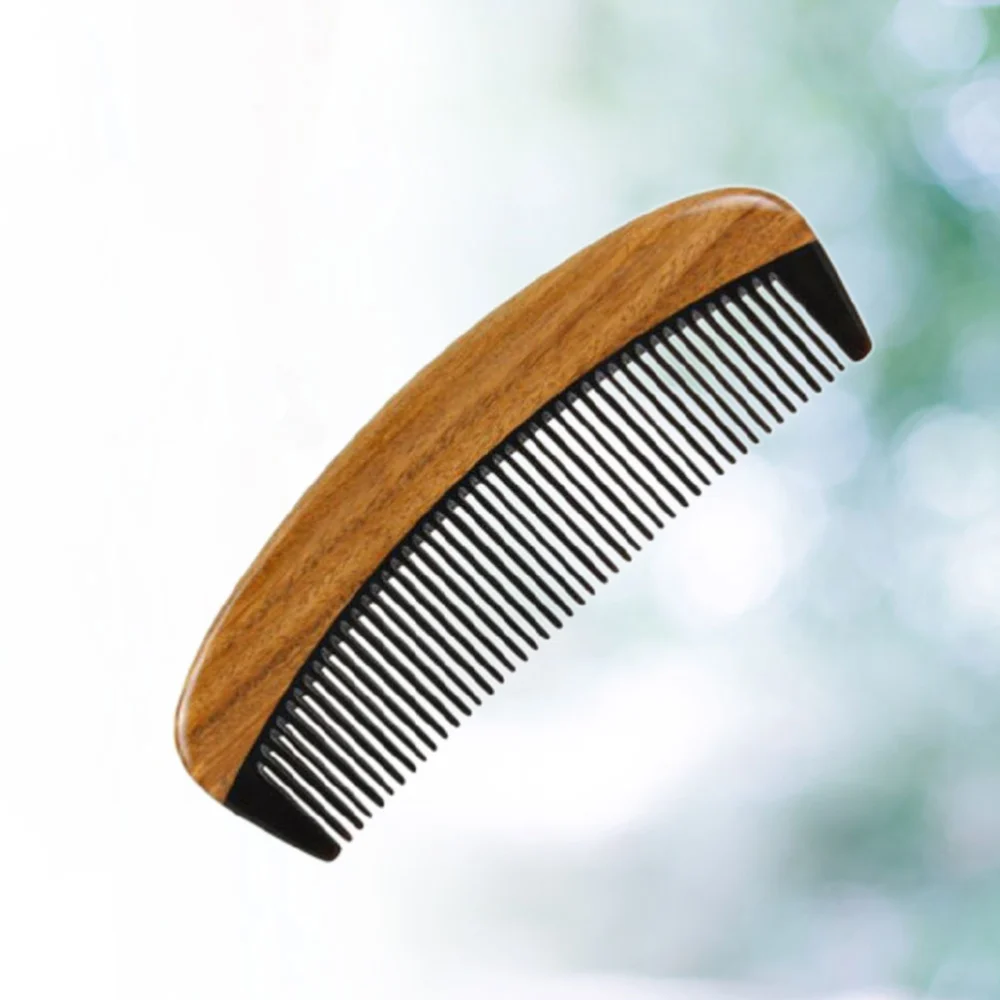 Green Sandalwood Ox Horn Combs Natural Sandalwood Bull Horn Portable Hair Smoothing Comb for Woman Girls