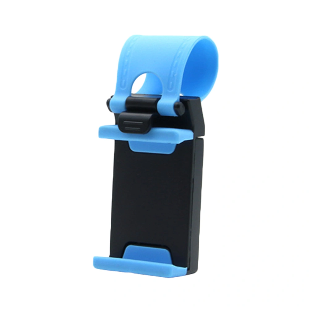 Portable Multi-functional Adjustable Hands-free Car Steering Wheel Cell Phone Mount Socket Clip Holder Up to 5.5 Inch for iPhone HTC Mobile Phone(Blue)