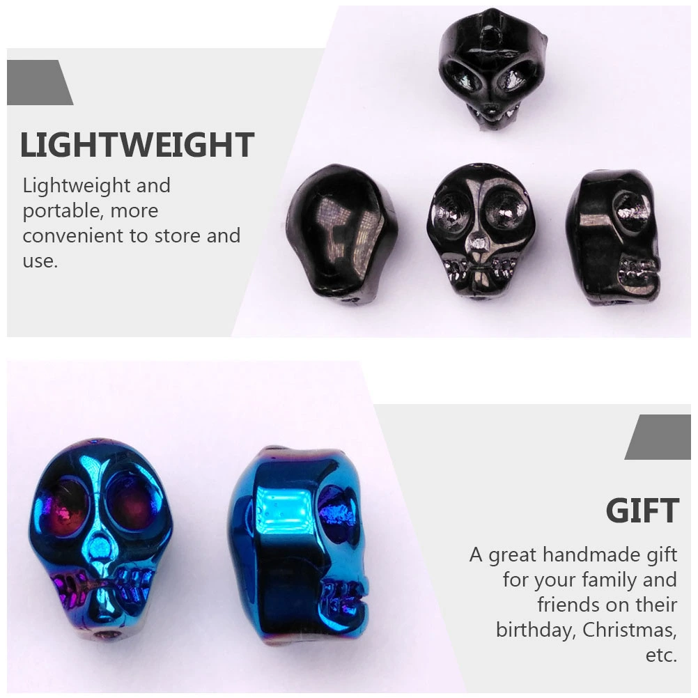 50Pcs Skull Design Loose Beads Bracelet Making Accessories Glass Beads Charms