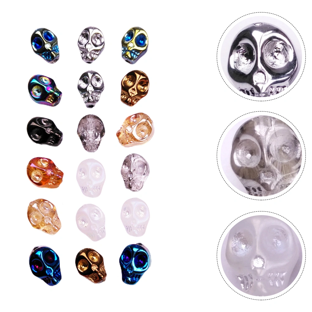50Pcs Skull Design Loose Beads Bracelet Making Accessories Glass Beads Charms