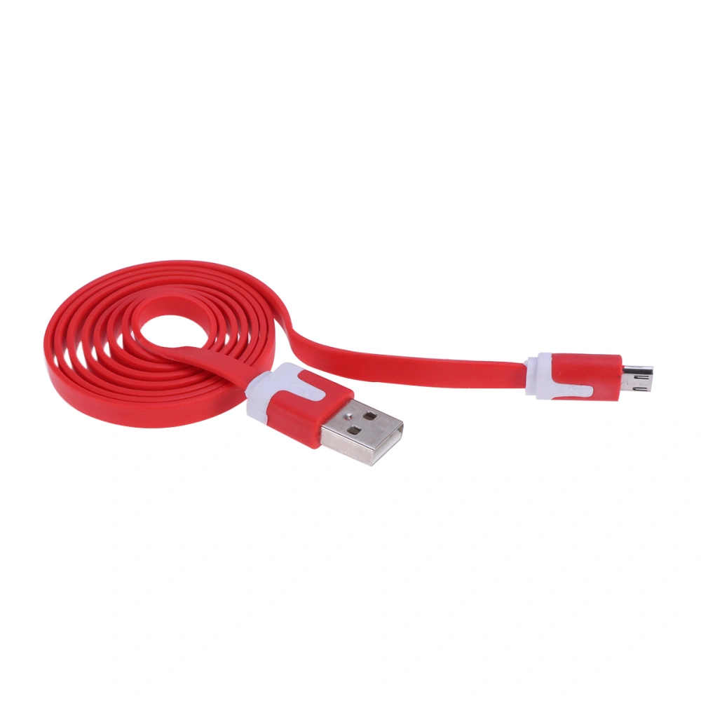 Android Fast Charger cable Durable Flat Noodle Micro USB Sync Quick Charger Cable for Tablet Smartphone Cell Phone MP3 Player (Red)