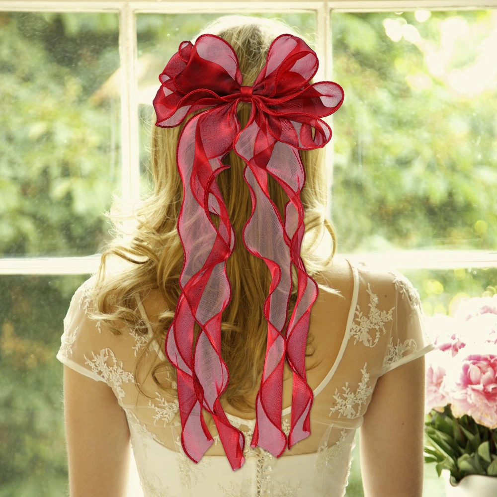 1pc Pretty Bow Ribbon Hairpin Oversized Bow Hairpin Three-layer Bow Hairpin