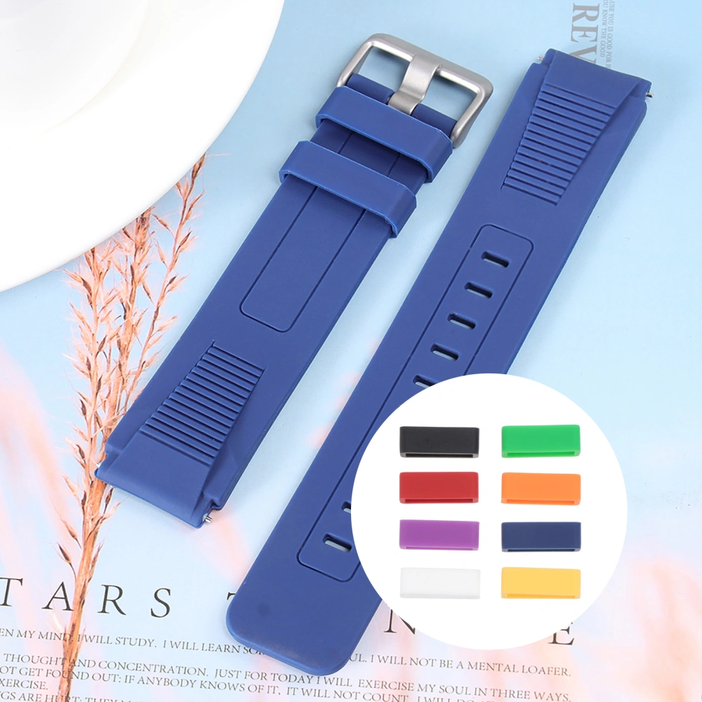 8pcs Silicon Watchband Ring Buckle Anti-Fall Watchband Accessories Practical Watchband Ring Loop - 18MM (White + Yellow + Red + Purple + Green + Blue + Black + Orange)