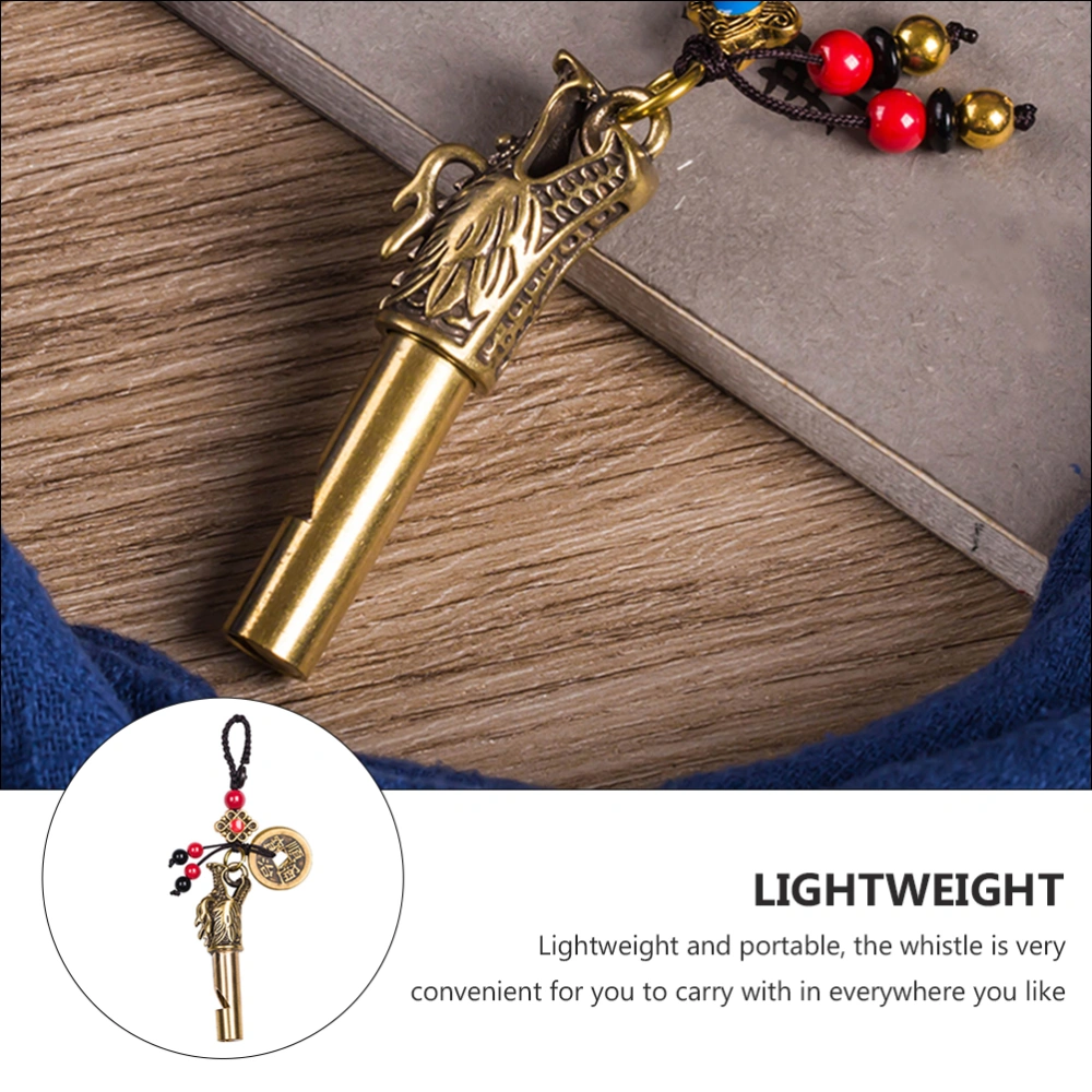 1pc Vintage Whistle Brass Outdoor Asking Help Whistle Keychain Pendant Whistle