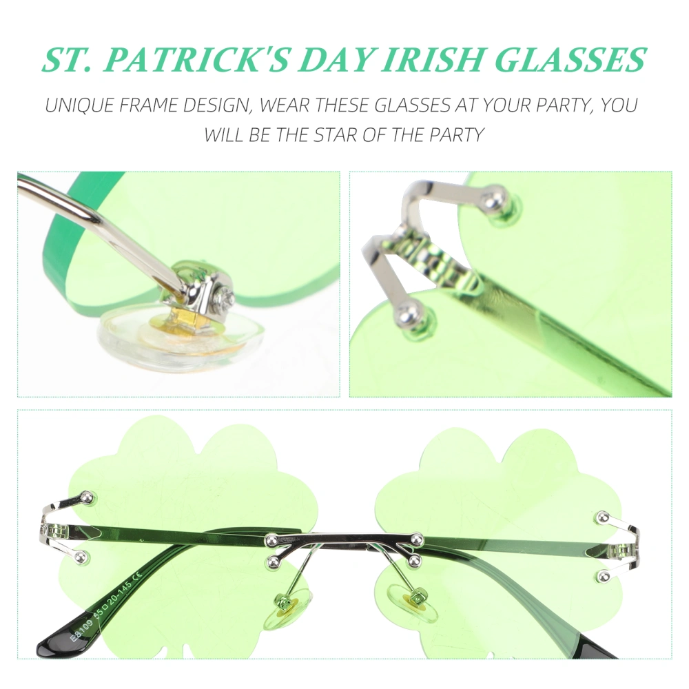 1pair Creative St. Patrick's Day Party Eyeglasses Clover Glasses Party Favors