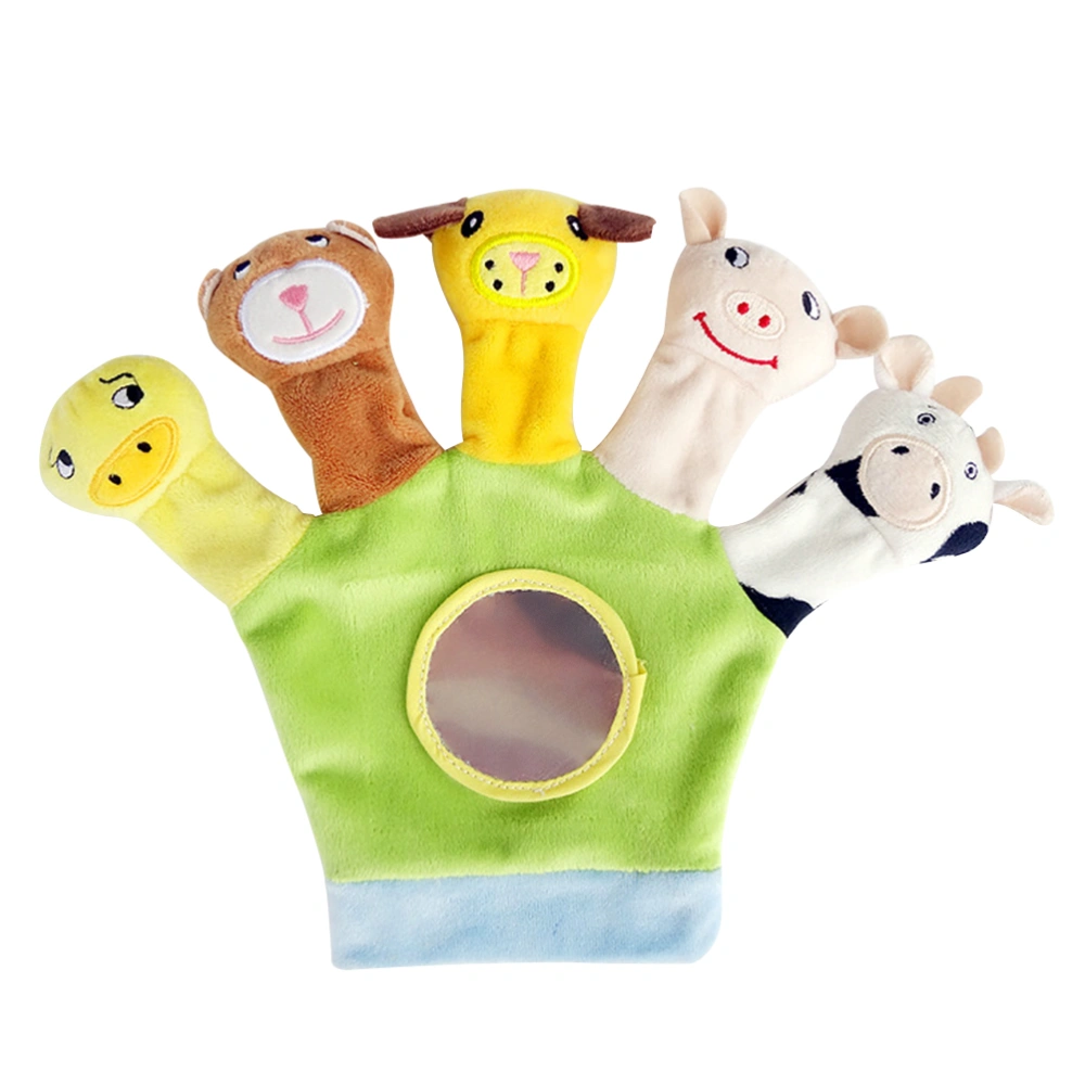 Baby Animal Finger Puppet Toy Cartoon Plush Dolls Glove Educational Hand Puppets (Green)