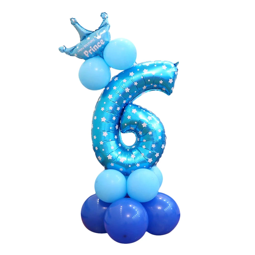 32inch Number 6 Foil Stand Up Balloon DIY Set Road Cited for Baby Shower Kids Birthday Party Celebration Decoration (Blue)