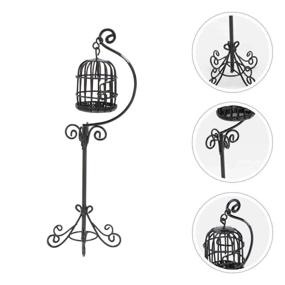 1PC Mini House Birdcage with Bracket Decor Mini Outdoor Scene Model Accessories