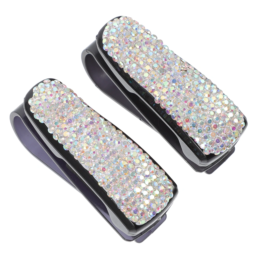 2pcs Car Sunglasses Rhinestone Clips Glasses Clips Creative Clamp for Car