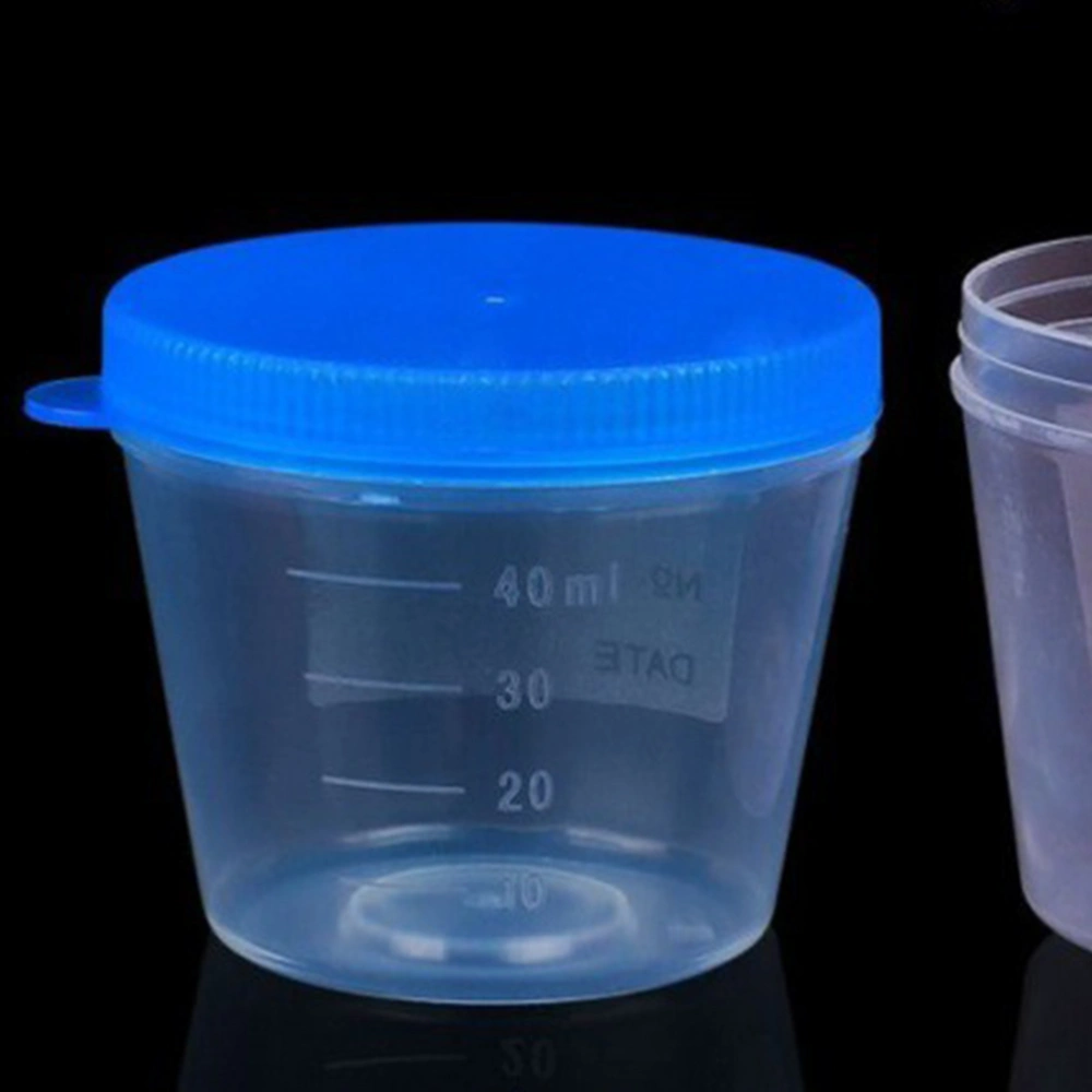 5pcs Disposable Urine Cup with Scale with Lid for Sample Collection Sputum Cups