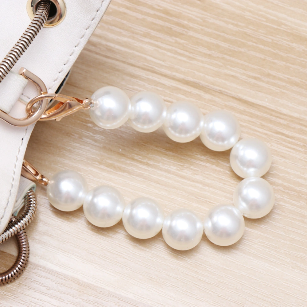 26CM Simulated Pearls Handles Strap 11 18MM Beads Handbag Handles  Handle Accessories Lobster Clasp Handle for Purse Bag (White)