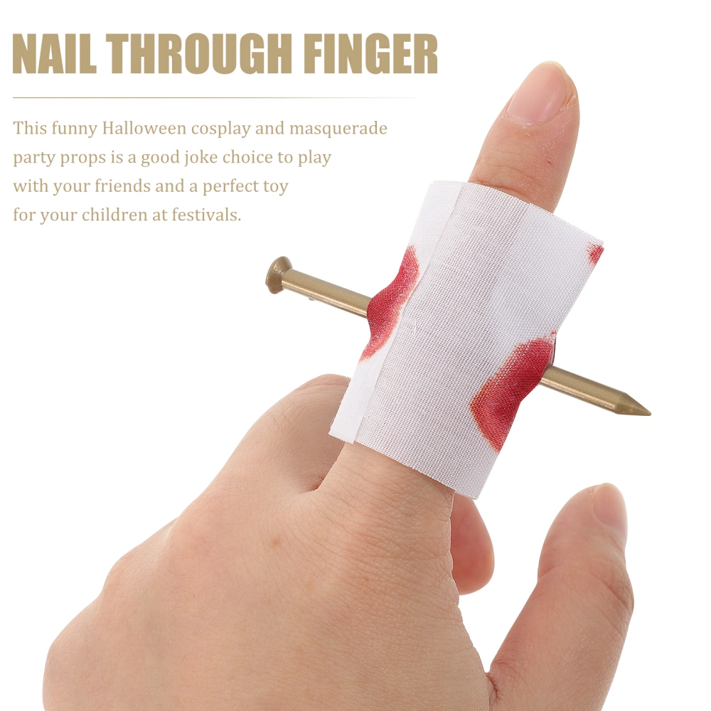 22 Pcs Halloween Nail Through Finger Funny Prop Blood Finger Trick Prank Tool