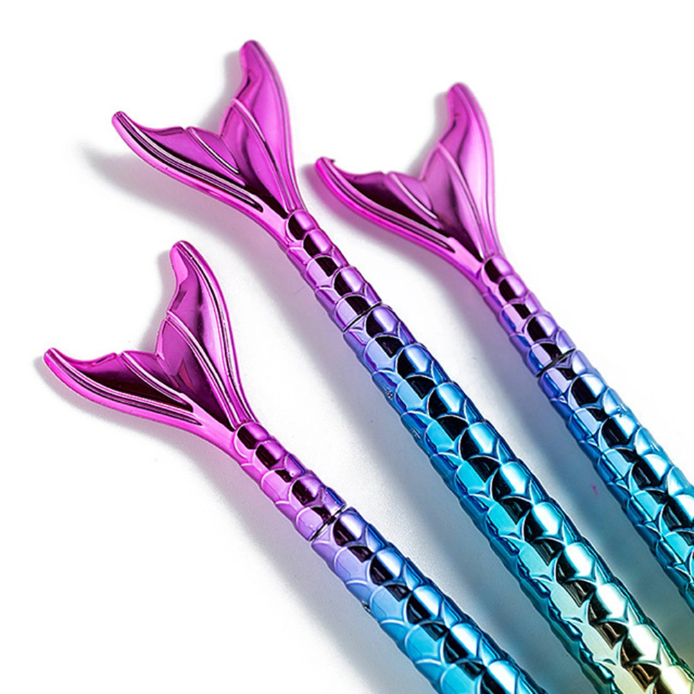 4 Pcs Cartoon Mermaid Design Black 0.5mm Gel Pens Signing Pens Student Stationery Supplies (Mixed Color)