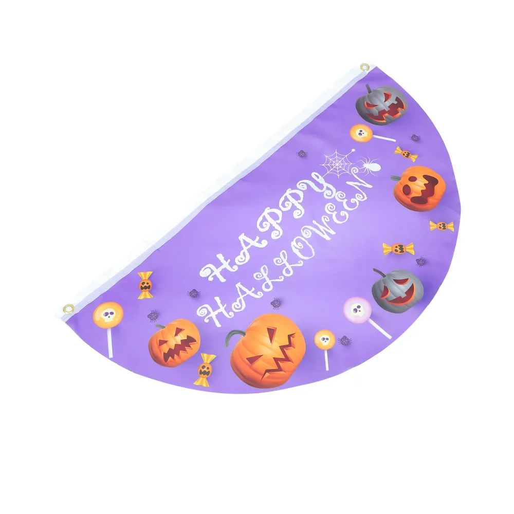 Halloween Garden Flag Patio Outdoor Decor Washable Polyester Fan Shaped Banner