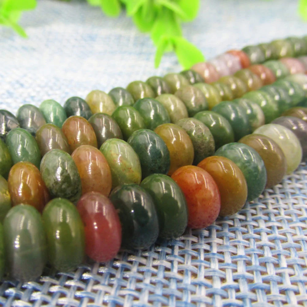 1 String of Indian Agate Loose Beads Gemstone Spacer Beads for Jewelry Making DIY Craft (0.4x0.8CM)