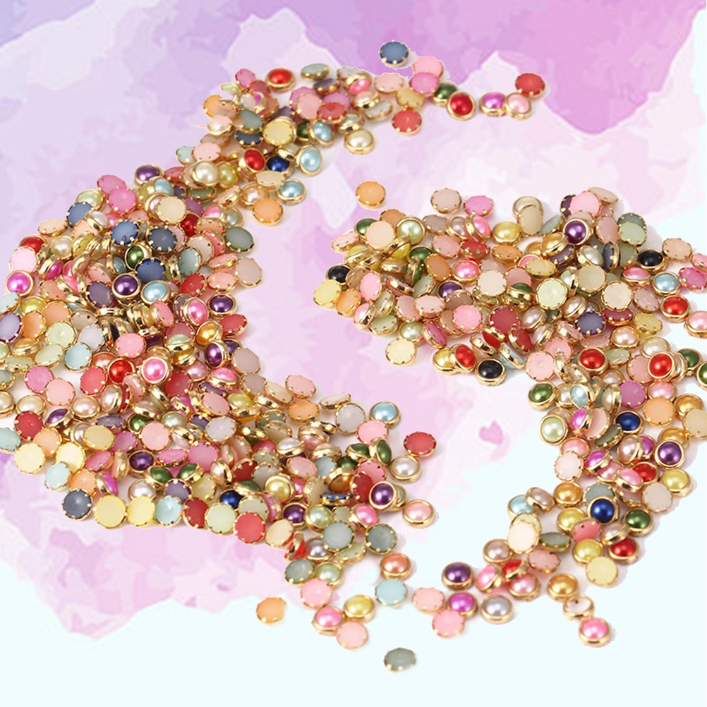 1000pcs/pack Round Nail Art Rhinestones ABS Nail Decorations Flat Back Rhinestone Decorations(Assorted Color)