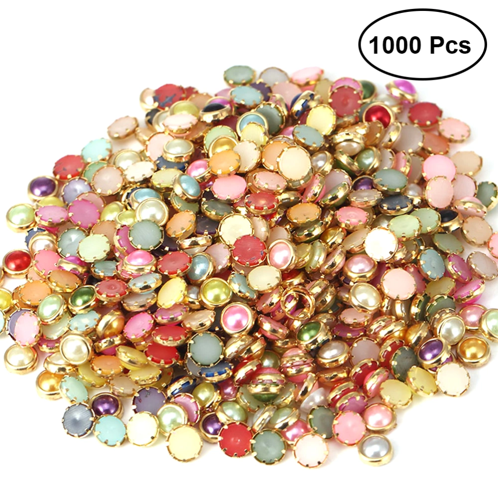 1000pcs/pack Round Nail Art Rhinestones ABS Nail Decorations Flat Back Rhinestone Decorations(Assorted Color)