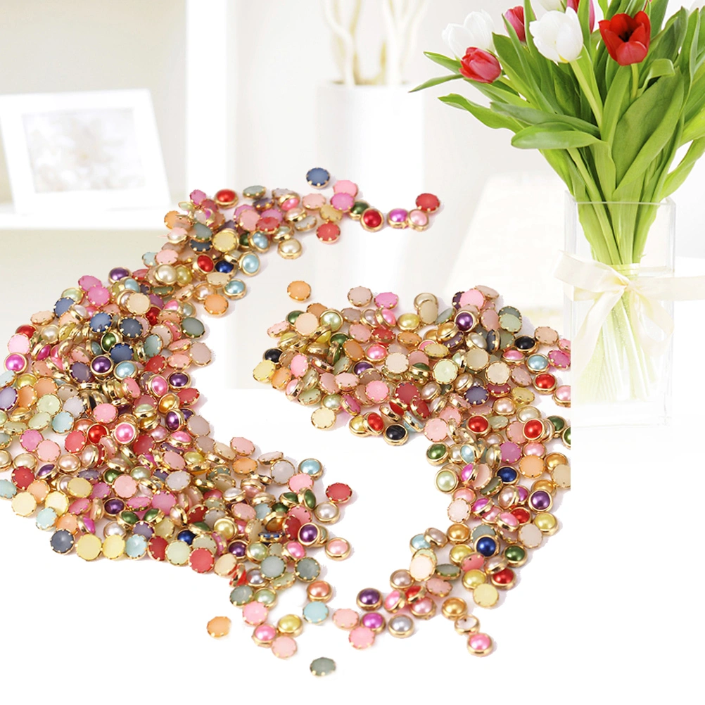 1000pcs/pack Round Nail Art Rhinestones ABS Nail Decorations Flat Back Rhinestone Decorations(Assorted Color)
