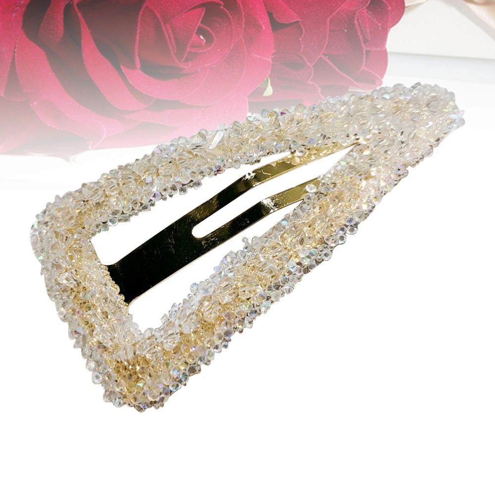 Beige Triangle Rhinestone Hair Crystal Clip Delicate Bobby Pin Barrettes Styling Headdress Accessories for Woman Lady Girl