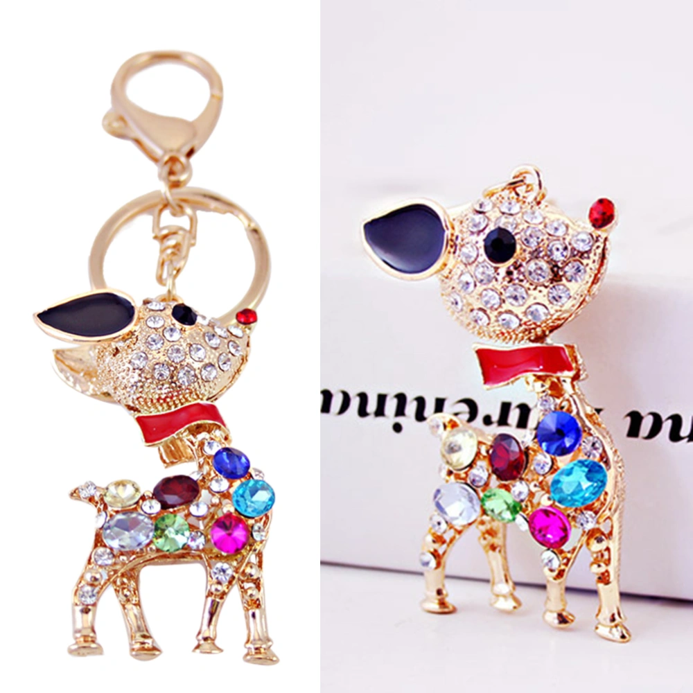 Cartoon Rhinestone Keychain Colorful Deer Keyring Handbag Decor Hanging Pendant for Purse Bag Car Key