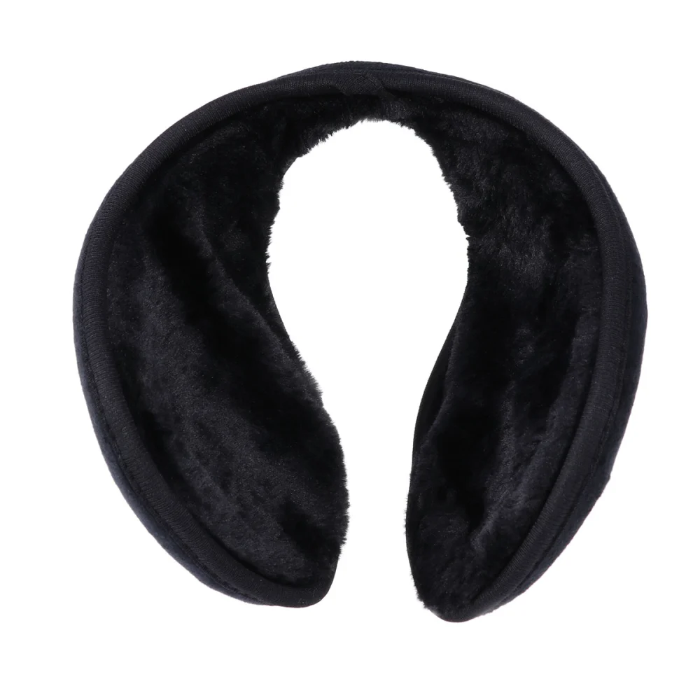 Men Fall Winter Outdoors Ultra-Soft Plush Faux Fur Earmuffs (Black)