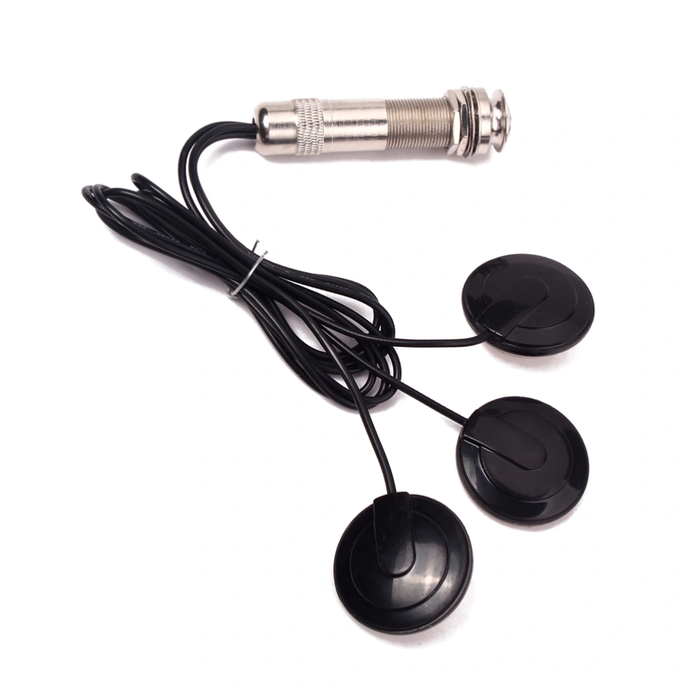 Black 3 Sensor Transducer Piezo Microphone Pickup Single Track 6.35mm Jack for Acoustic Guitar GMB610