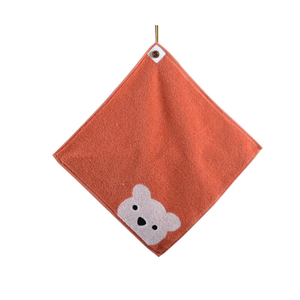 Hanging Square Hand Towels Cartoon Cotton with Detachable Hanging Loop Machine Washable Ultra Absorbent Fast Drying Dish Wipe Cloth for Home Kitchen Bathroom (Red)