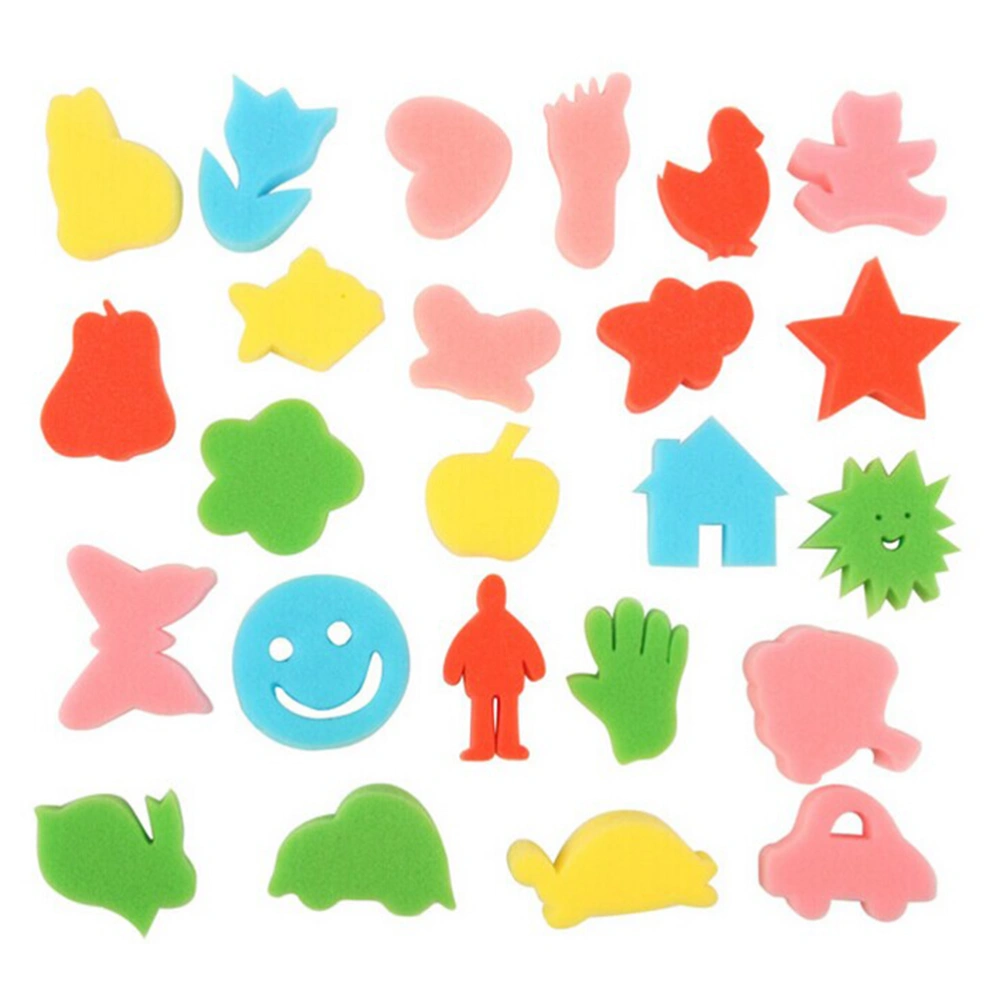 24pcs Colorful Kids Children Crafting Painting Sponge DIY Stamps (Random Pattern)