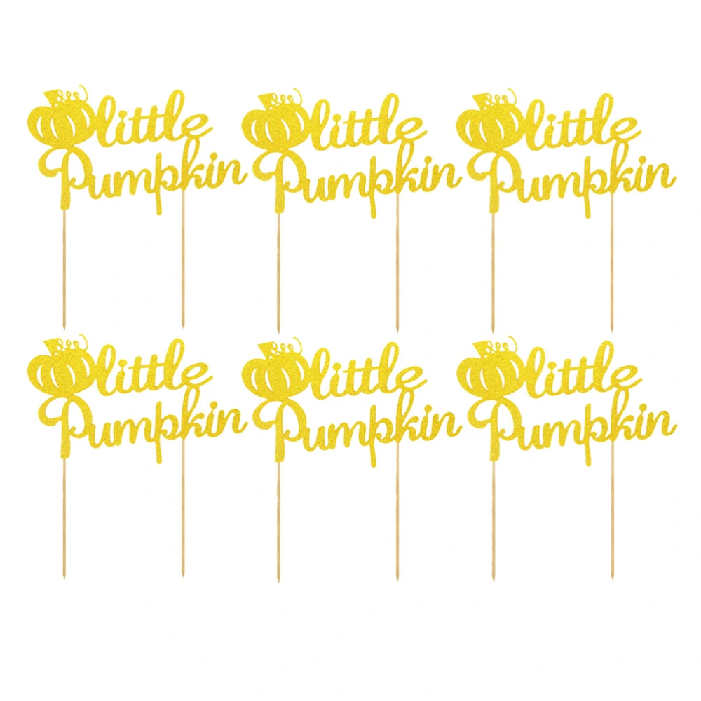 6pcs Little Pumpkin Cake Toppers Funny Picks Cloth Cupcake Decor Party Supplies for Birthday Festival