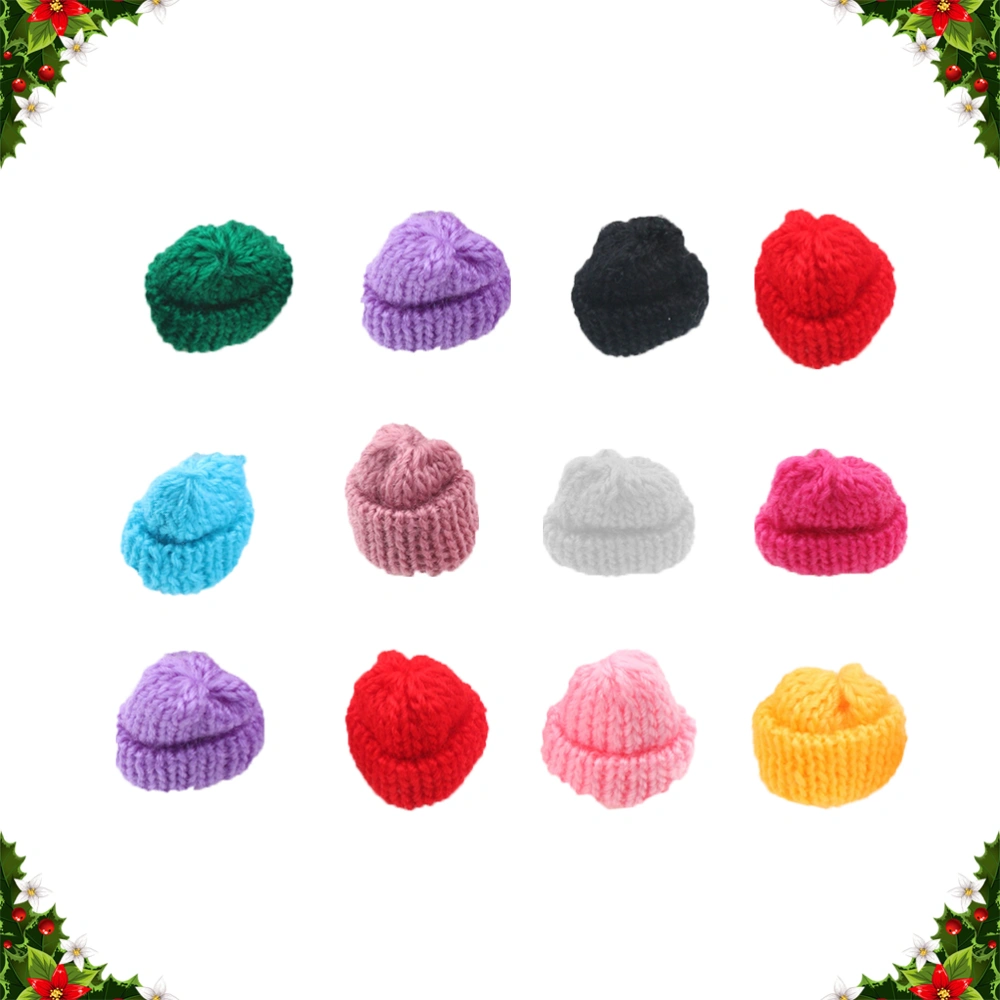 20PCS Mini Hats Decorations Knitting Hats DIY Craft Supplies for Kids Girls Toys (Assorted Color)