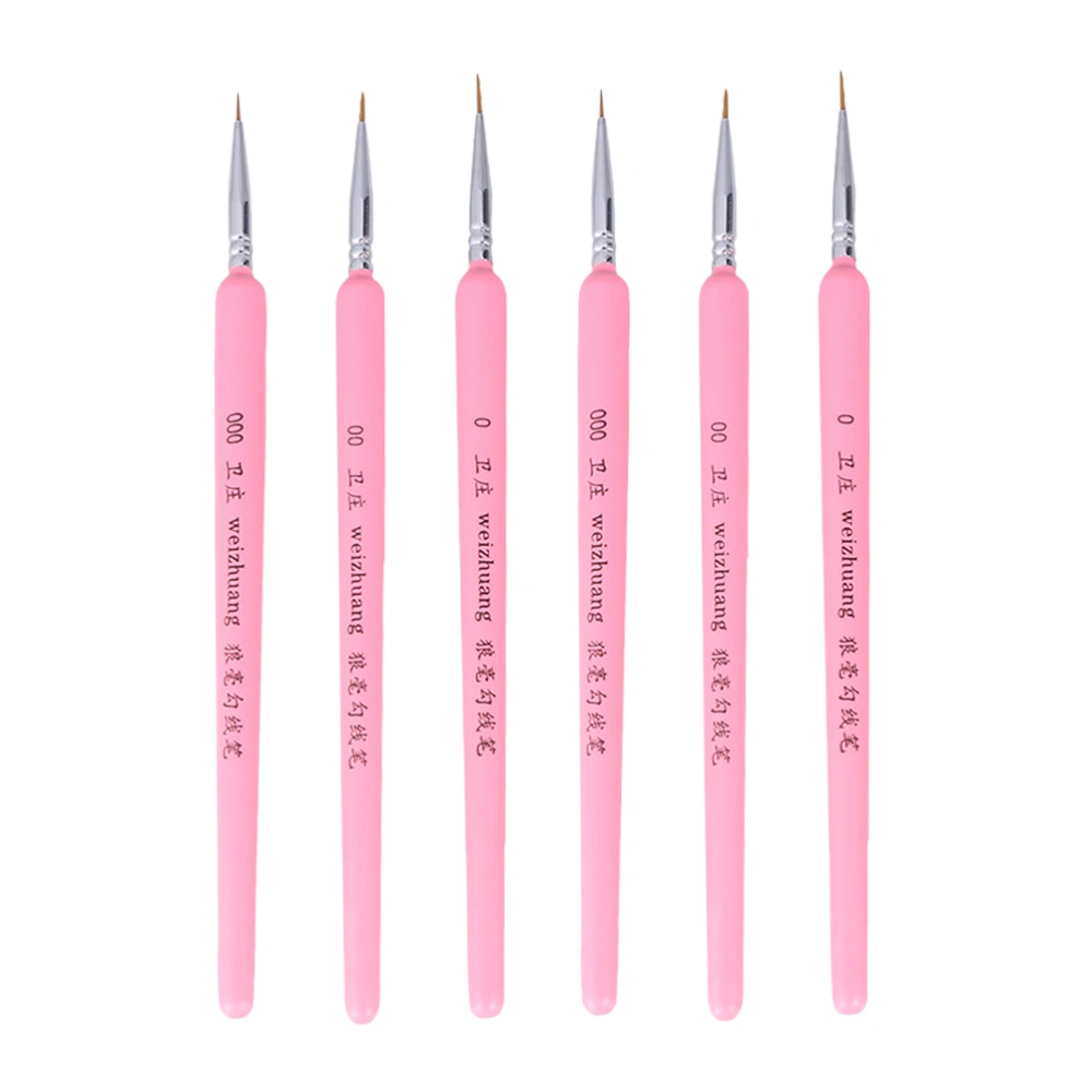 6Pcs Wolf Hair Tip Brushes Professional Detail Paint Brush Fine Detailing Painting Drawing Brushes(Pink)