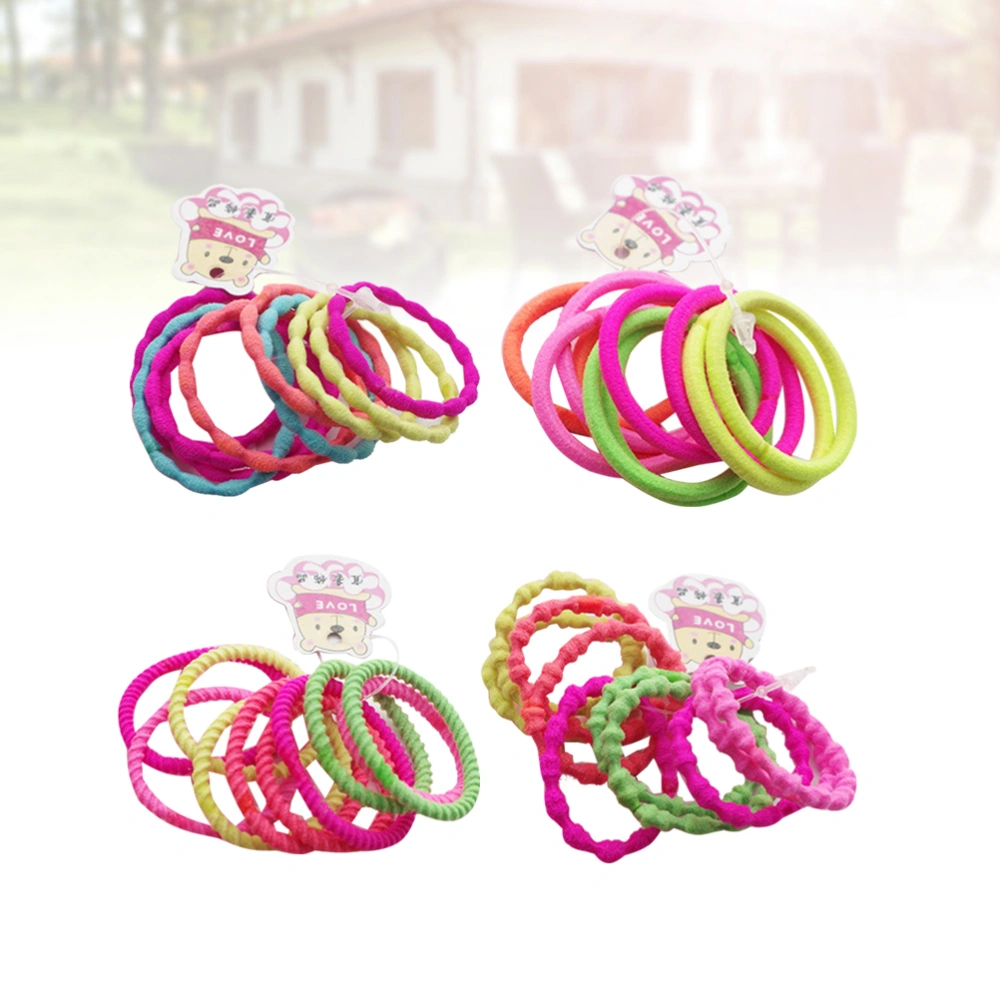 40pcs Children's Candy Color Hair Tie Seamless Hair Band Ponytail Holders Elastic Band Chic Accessories Pony Tail Elastics Holder Ribbon Bands for Girl Hair Decorations ( 4 Sets Each 10pcs for 1# Solid Color + 2# Spiral Pattern + 3# Bamboo Section Pa