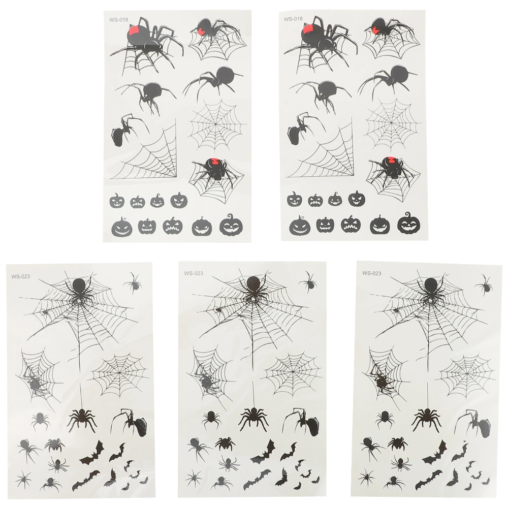 5pcs Spider Tattoos Decals Halloween Stickers for Halloween Decoration