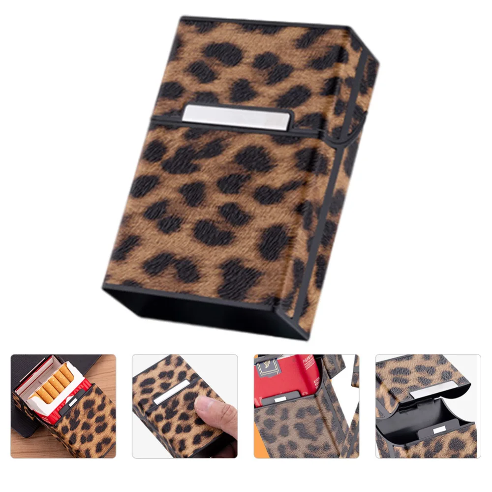 1pc Cigarette Cases Leopard Frame Tobacco Storage Boxes Plastic Cigarette Cases (Leopard)