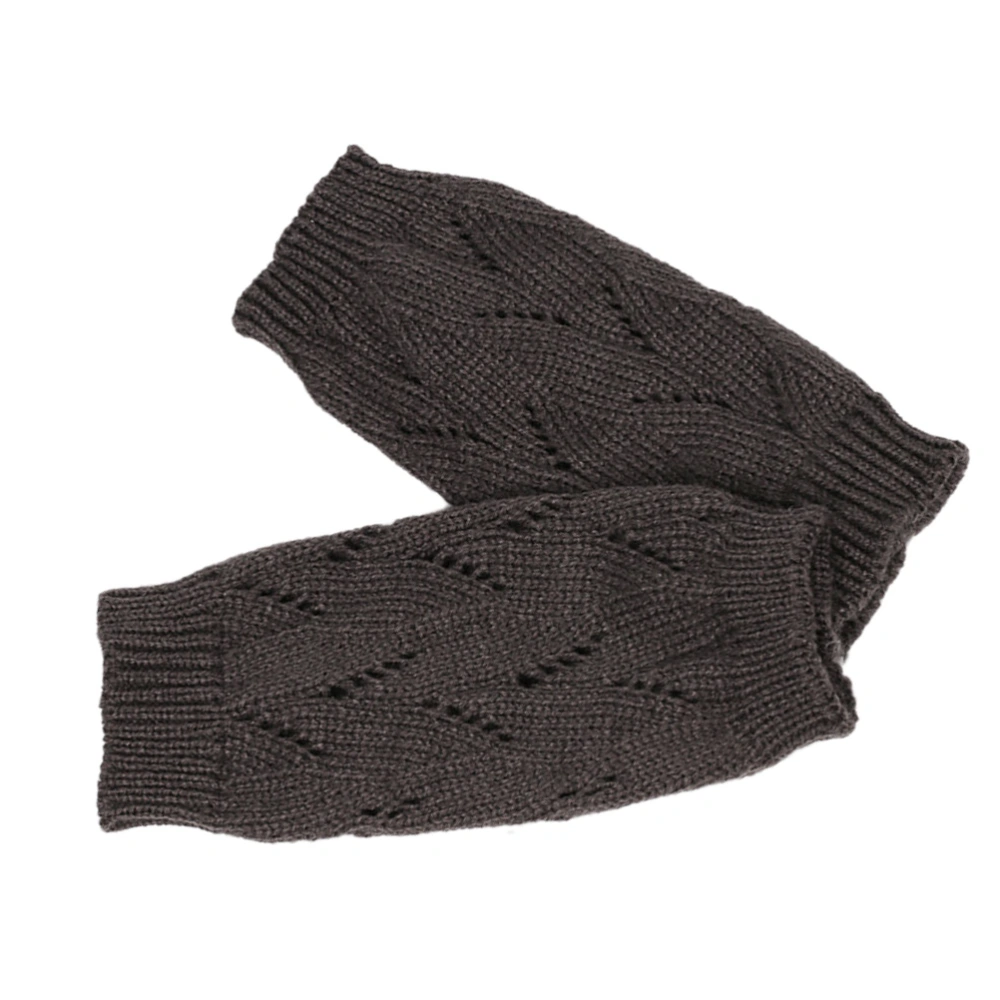 Women's Winter Warm Knitted Crochet Gloves Long Fingerless Arm Warmers Gloves Mittens with Thumb Hole (Dark Grey)