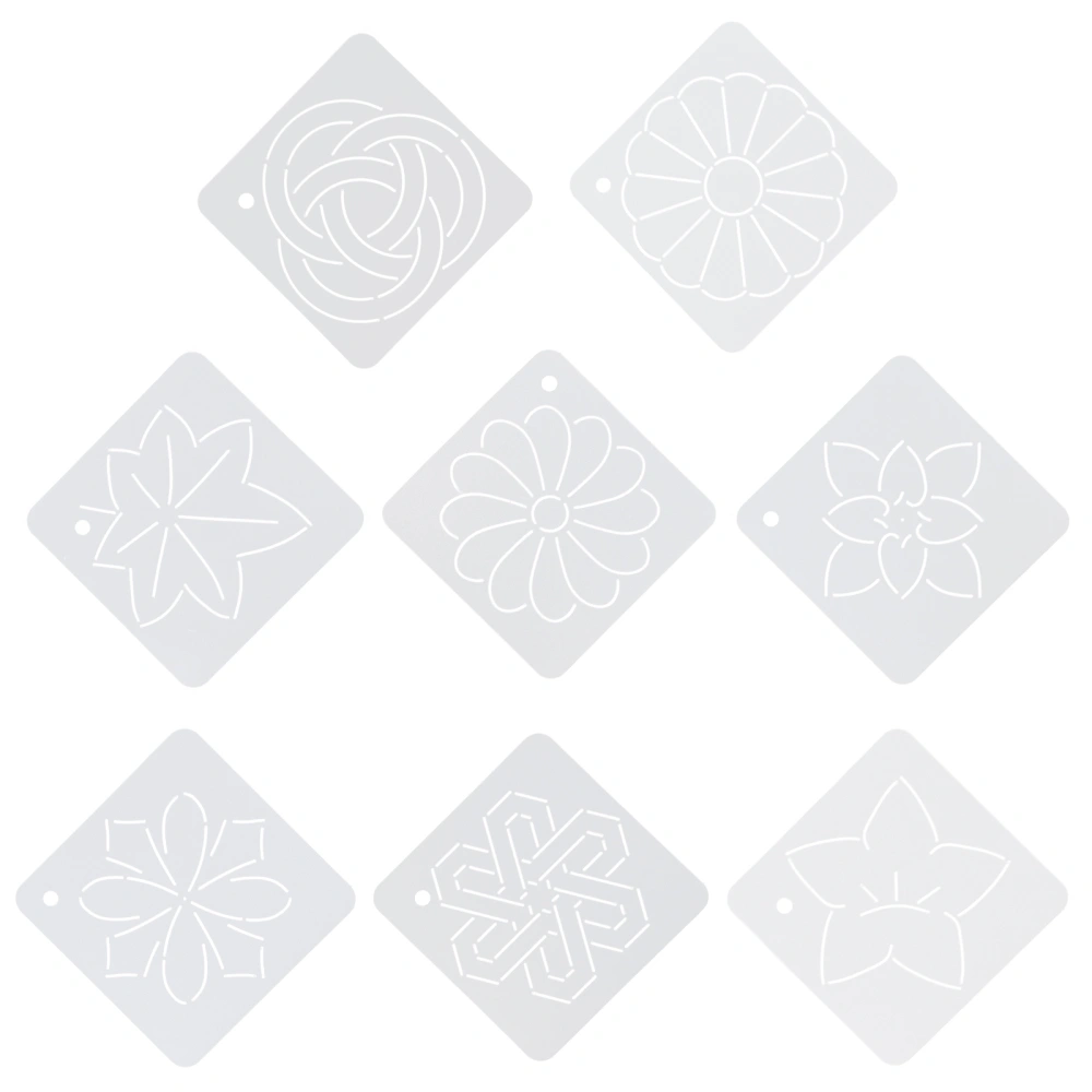 8Pcs Flower Line Quilting Stencil Kit Sewing Template DIY Craft Accessories