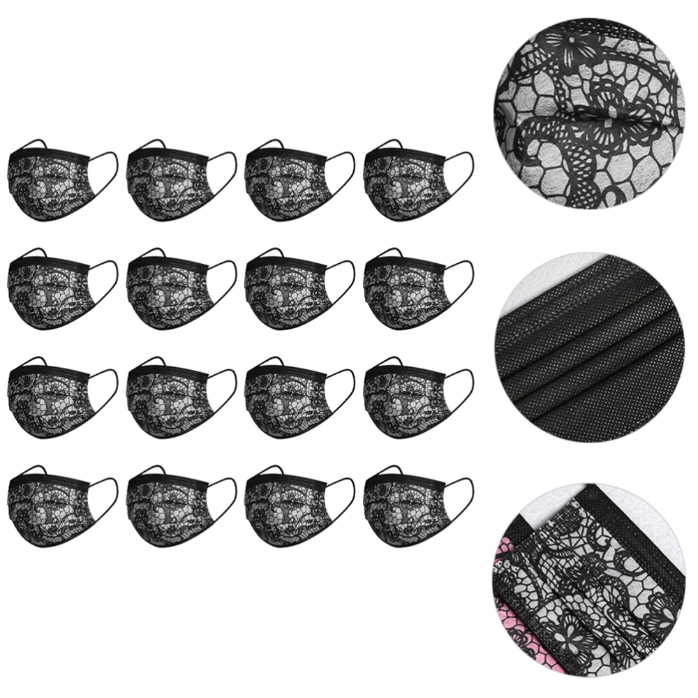 10pcs Disposable Adults Mask Dust-Proof Mouth Cover Lace Prints Mask Face Mask