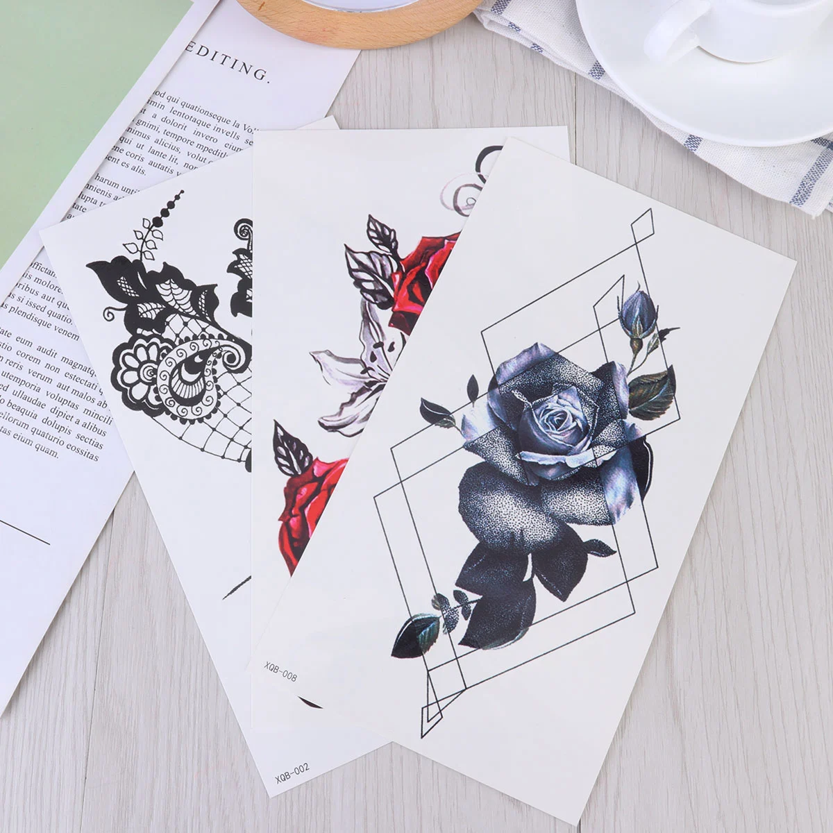 7 Sheets Lifelike Totem Stickers Back Temporary Stickers Delicate Flower Arm Stickers Waterproof Body Stickers for Women Men Use