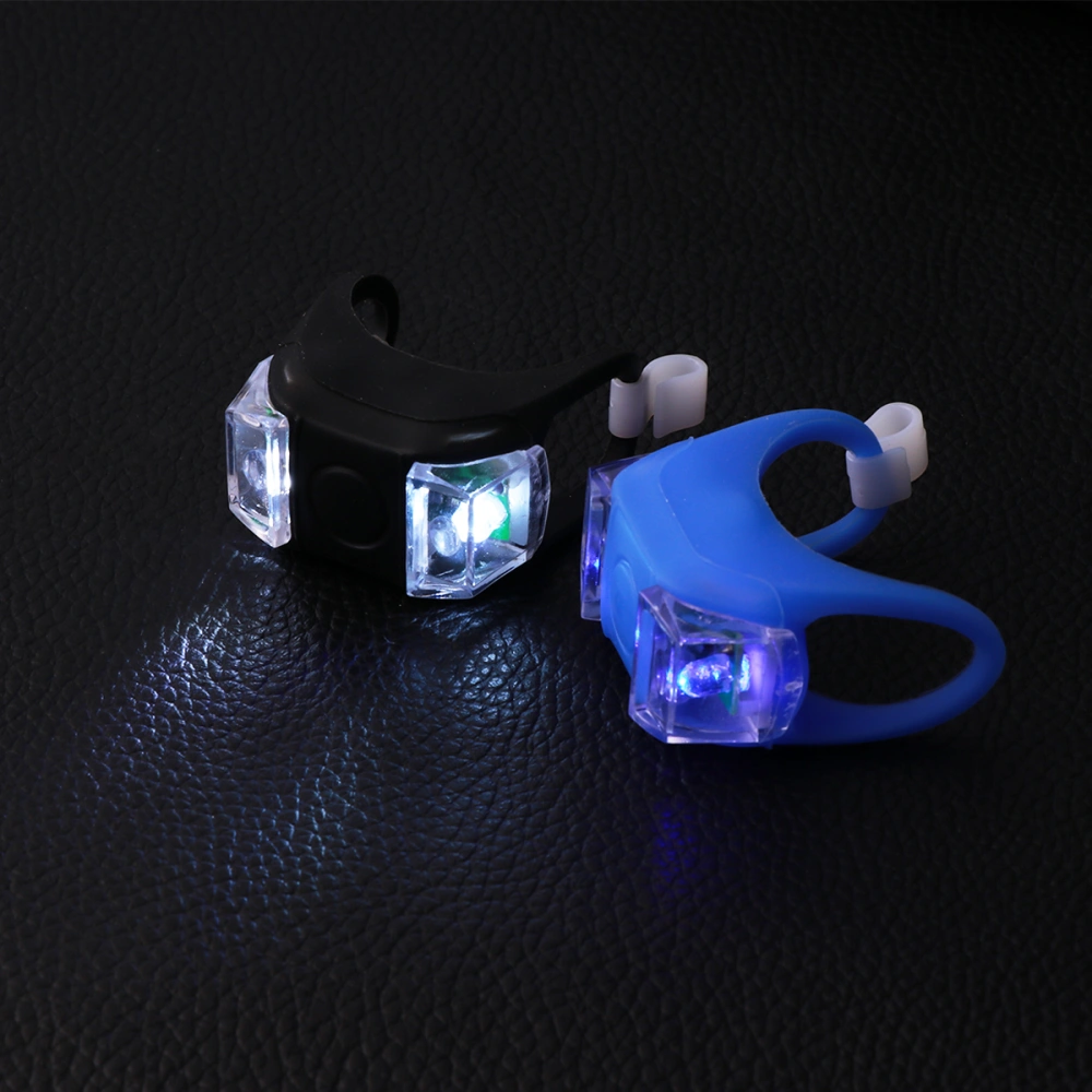 2 PCS LED Front Light Silicone Bike Rear Light Tail Lamp Waterproof Cycling Flash Safety Light MTB Accessories (Blue + Black)