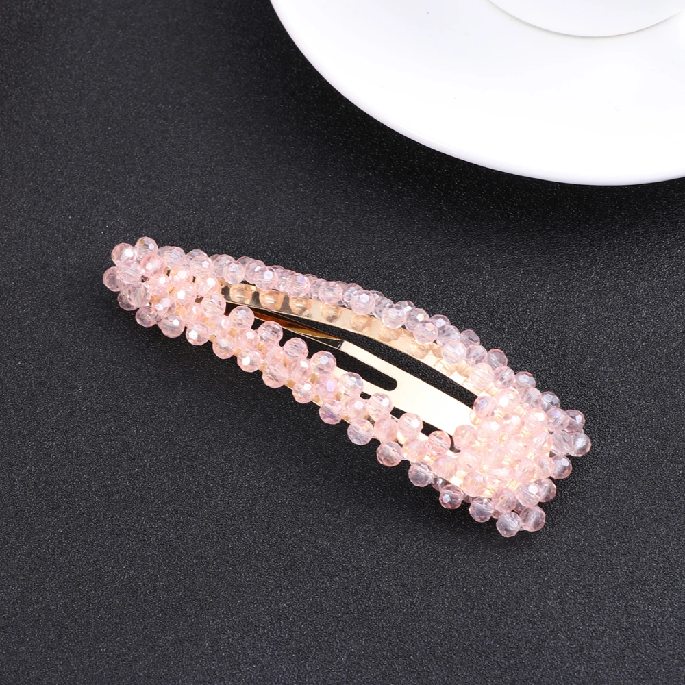 1pc Rhinestone Beads Hair Clip Fashion Hollow Hair Barrettes Hair for Women Girls (Pink)