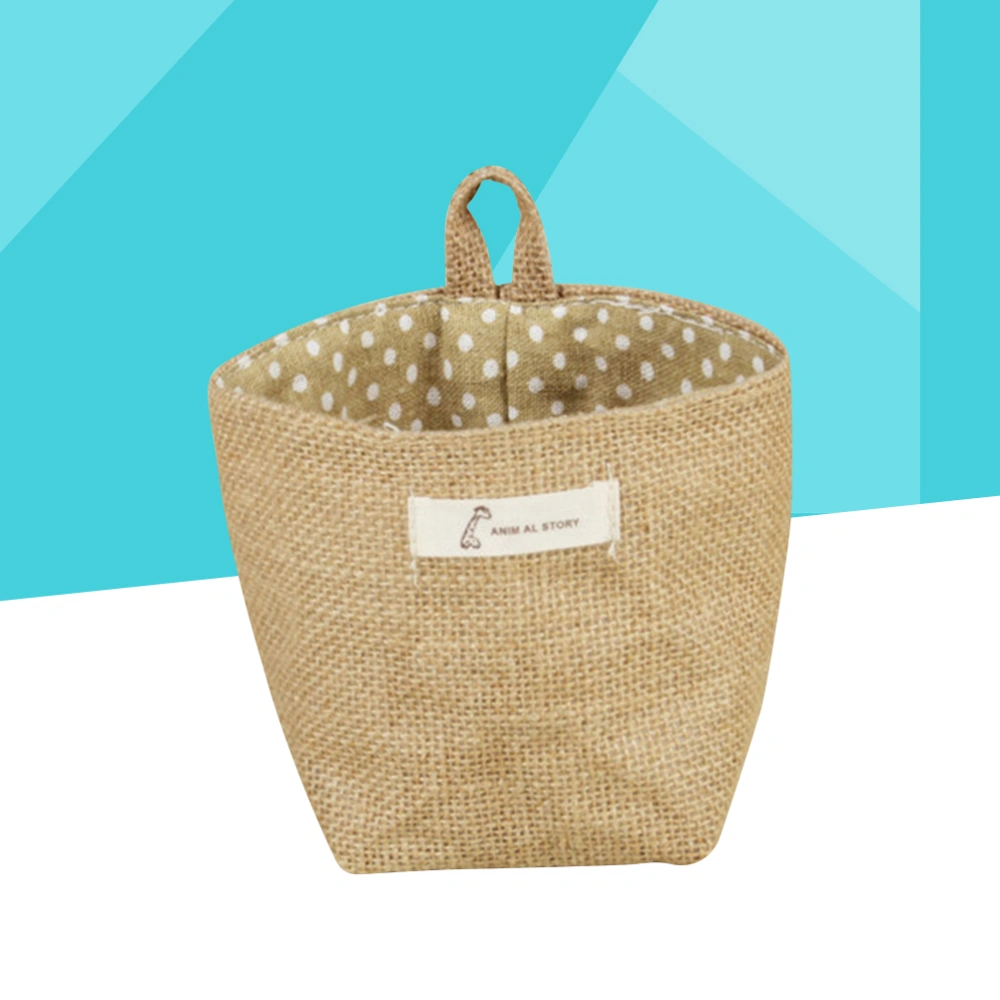 Cotton Fabric Flower Pot Small Sacks Hanging Little Striped Jute Storage Basket Hanging Storage Bag (Yellow Dot)