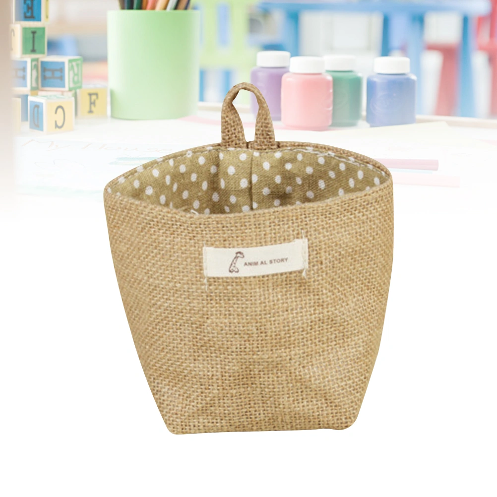 Cotton Fabric Flower Pot Small Sacks Hanging Little Striped Jute Storage Basket Hanging Storage Bag (Yellow Dot)