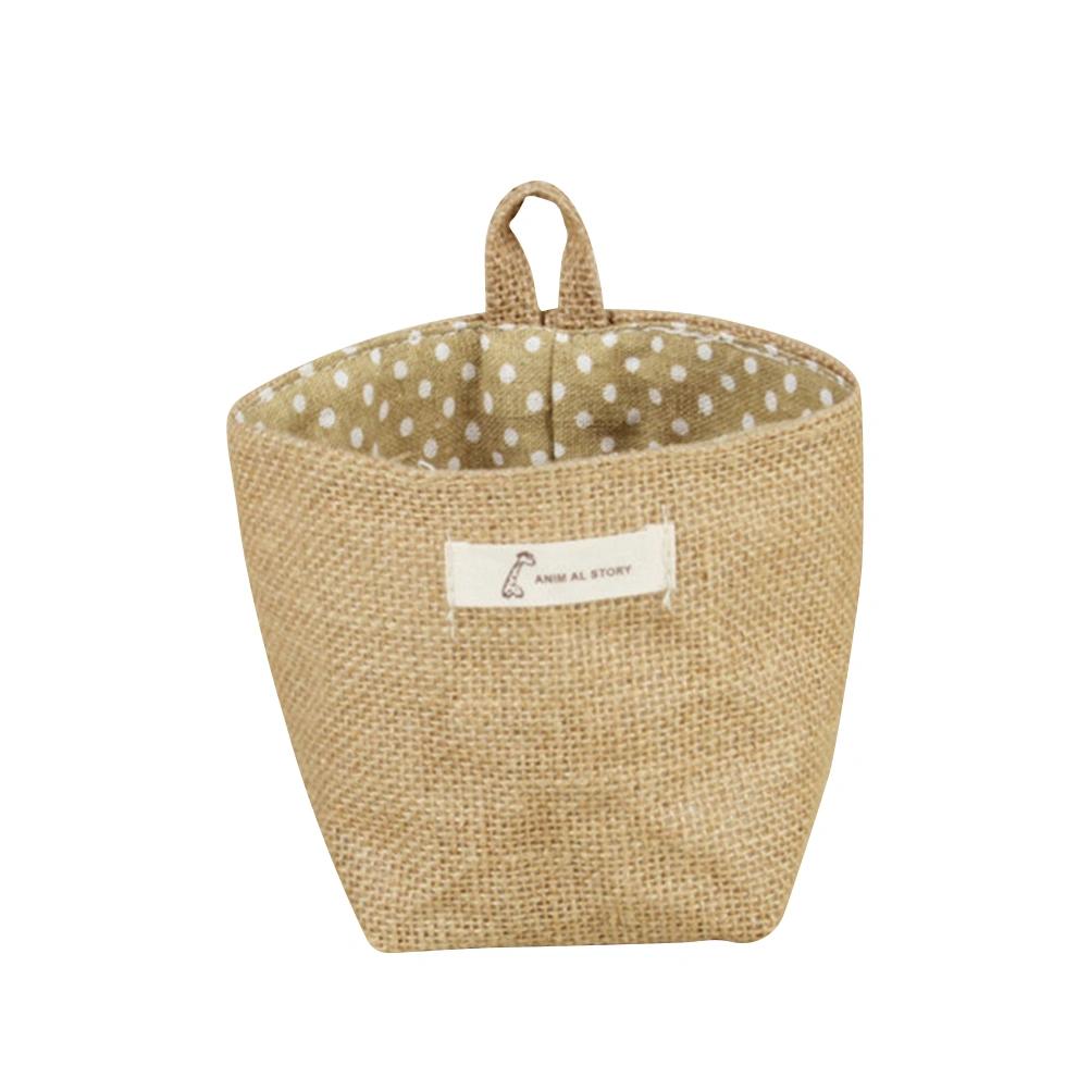 Cotton Fabric Flower Pot Small Sacks Hanging Little Striped Jute Storage Basket Hanging Storage Bag (Yellow Dot)