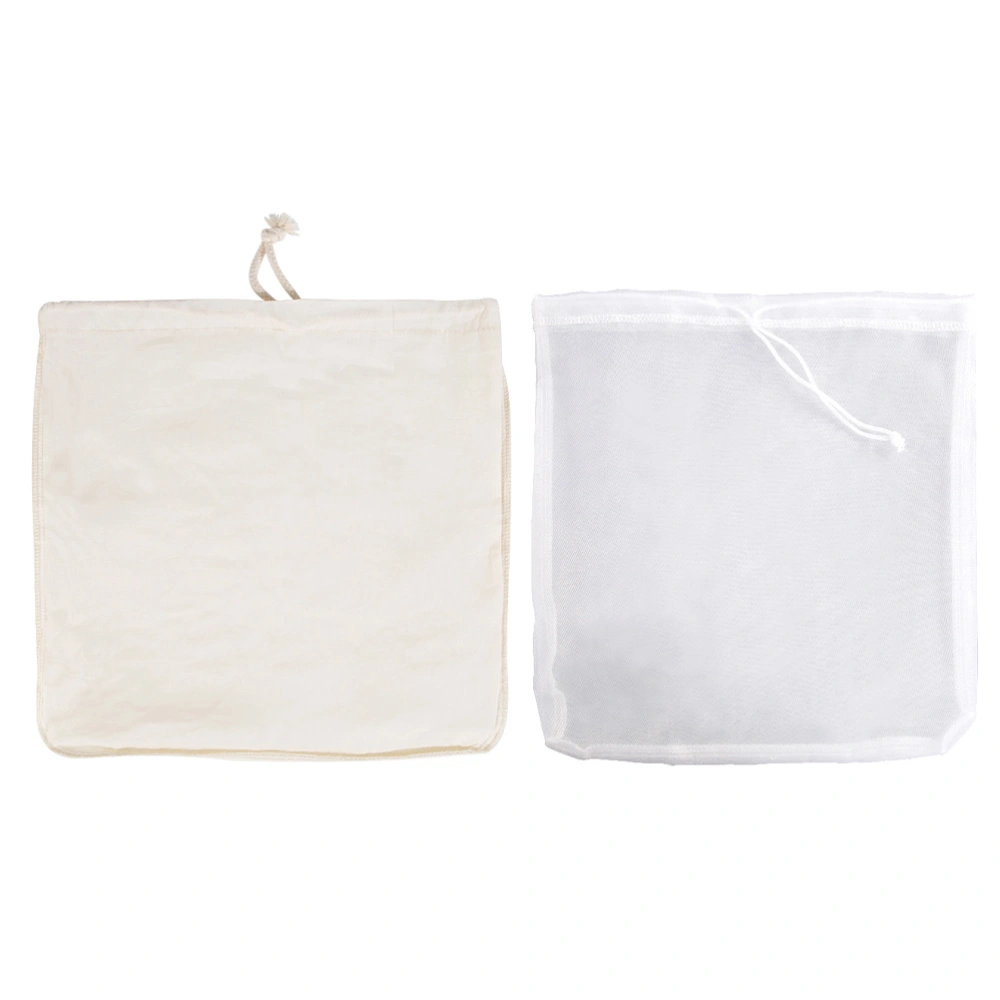 2PCS Nut Milk Bag Nylon Cotton Reusable Food Strainer Multiple Usage Filter Bag